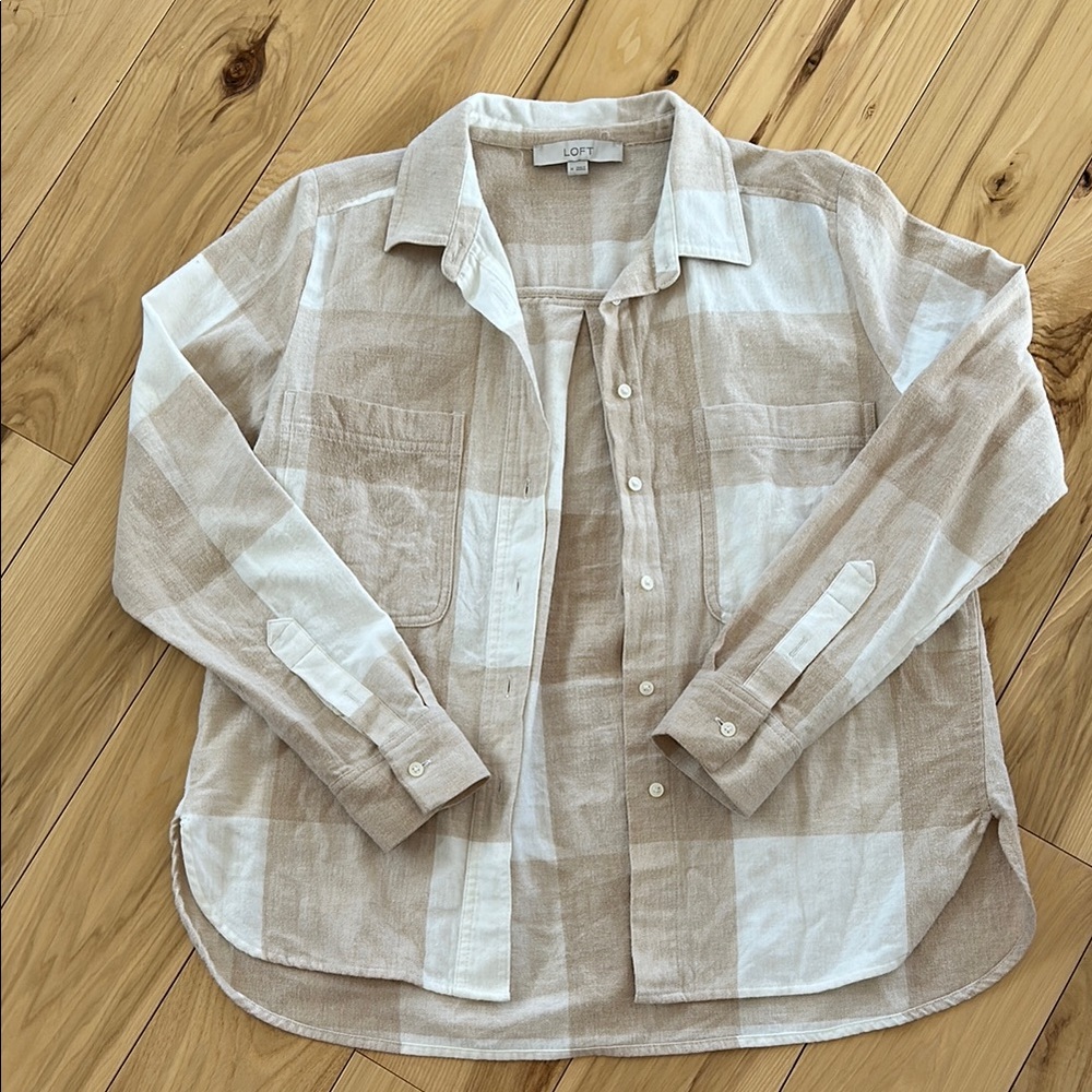 Loft Cream & Tan Flannel Size M